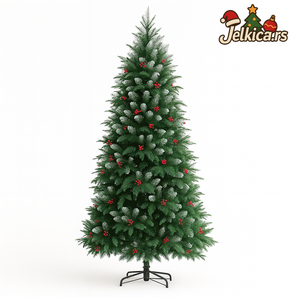 Borova Jelkica Sa Snežnim Vrhovima I Šišarkama